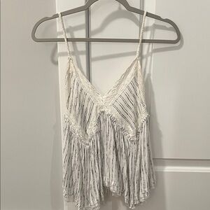 Surf Gypsy White and Dark Grey Striped Camisole